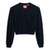 Blouse smockée à manches longues et bordures en dentelle Blouse smockée à manches longues et bordures en dentelle