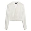 Blouse smockée à manches longues et bordures en dentelle Blouse smockée à manches longues et bordures en dentelle