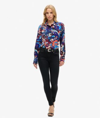Chemise ajustée imprimée style années 70