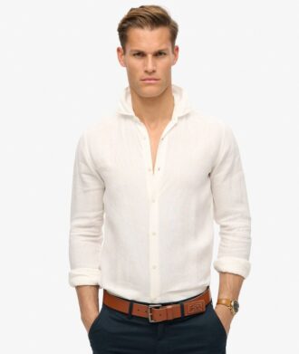 Chemise décontractée en lin à manches longues