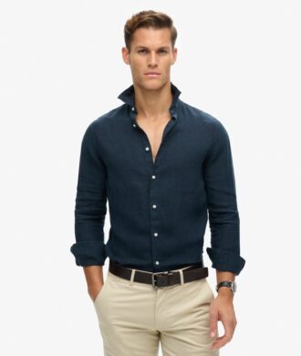 Chemise décontractée en lin à manches longues
