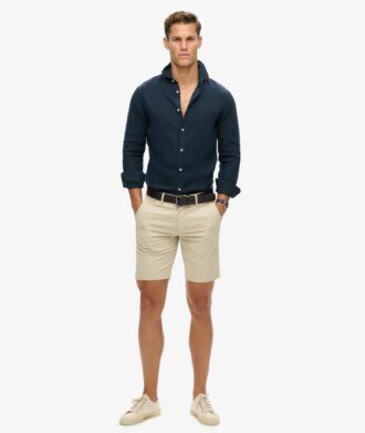 Chemise décontractée en lin à manches longues