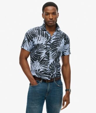 Chemise en lin imprimée à col ouvert