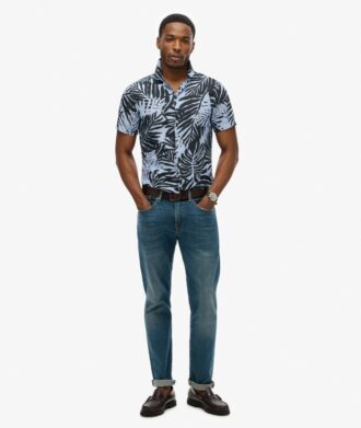 Chemise en lin imprimée à col ouvert