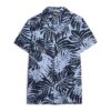 Chemise en lin imprimée à col ouvert Chemise en lin imprimée à col ouvert