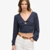 Crop top tissé à manches longues Crop top tissé à manches longues