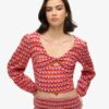 Crop top tissé à manches longues Crop top tissé à manches longues