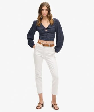 Crop top tissé à manches longues
