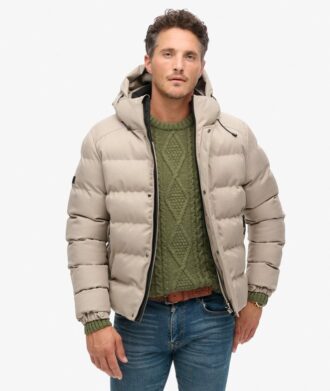 Doudoune Puffer en tweed à capuche