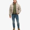 Doudoune Puffer en tweed à capuche