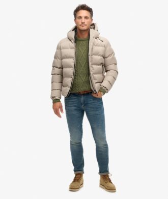 Doudoune Puffer en tweed à capuche