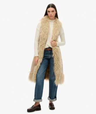 Gilet long afghan en fausse fourrure