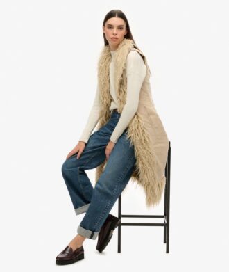Gilet long afghan en fausse fourrure