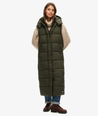Gilet long à capuche en ripstop