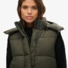 Gilet long à capuche en ripstop