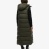 Gilet long à capuche en ripstop