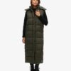Gilet long à capuche en ripstop