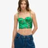 Haut corset en satin brodé de fleurs Haut corset en satin brodé de fleurs