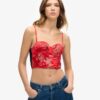 Haut corset en satin brodé de fleurs Haut corset en satin brodé de fleurs