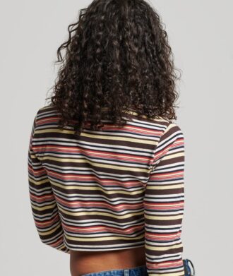 Haut court à manches longues en Organic Cotton à rayures Vintage