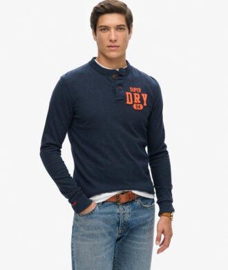 Haut Henley à manches longues style athlétique Vintage