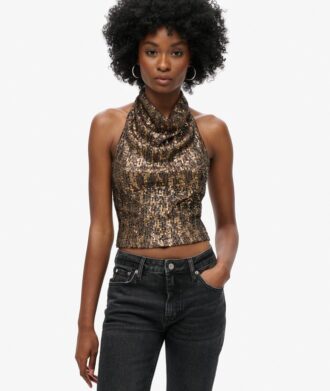 Haut à paillettes et encolure dos nu