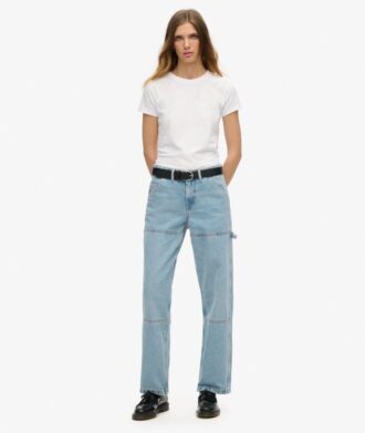 Jeans de charpentier en denim à taille mi-haute