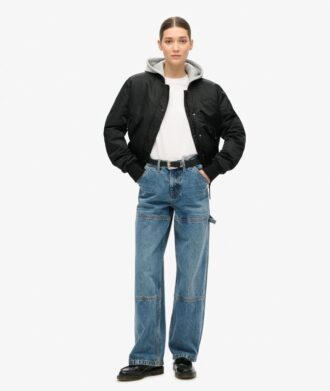 Jeans de charpentier en denim à taille mi-haute
