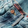 Jeans de charpentier en denim à taille mi-haute