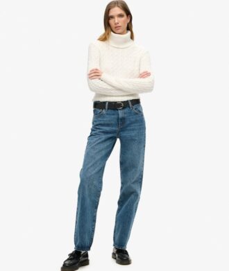 Jeans taille moyenne à jambes larges