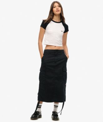 Jupe cargo mi-longue