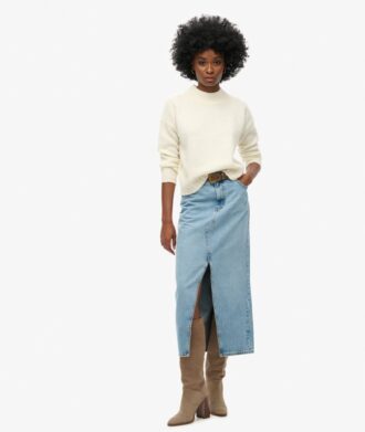 Jupe longue en denim fendue