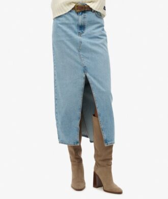 Jupe longue en denim fendue