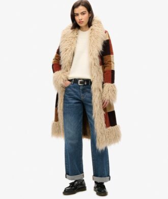 Long manteau afghan en patchwork
