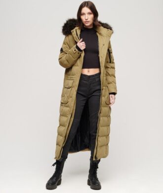 Manteau long Hooded en fausse fourrure