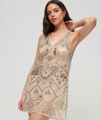 Mini-robe à col en V ornée