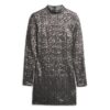 Mini-robe à col montant et paillettes