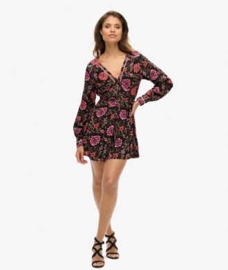 Mini-robe de thé imprimée à col en V