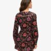 Mini-robe de thé imprimée à col en V Mini-robe de thé imprimée à col en V