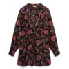 Mini-robe de thé imprimée à col en V Mini-robe de thé imprimée à col en V