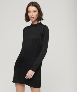 Mini-robe en satin à col montant