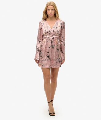 Mini-robe jacquard à manches évasées