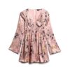 Mini-robe jacquard à manches évasées Mini-robe jacquard à manches évasées
