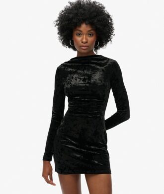 Mini-robe à manches longues en velours