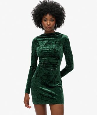 Mini-robe à manches longues en velours