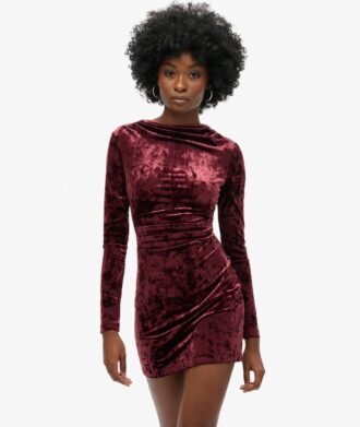 Mini-robe à manches longues en velours
