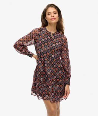 Mini-robe à manches longues et volants