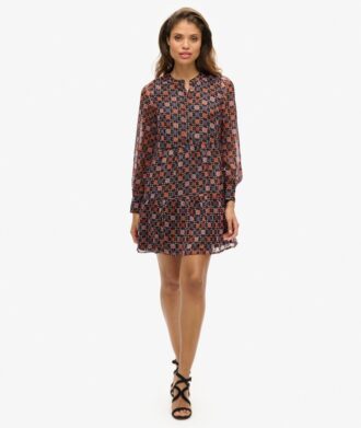 Mini-robe à manches longues et volants