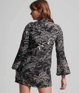 Mini-robe à manches longues imprimée