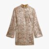 Mini-robe à manches longues imprimée et pailletée
